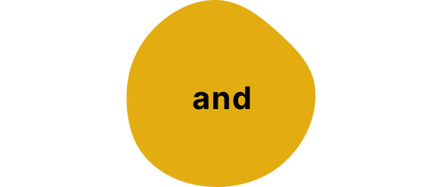 Yellow circle with the word 'and' in black text